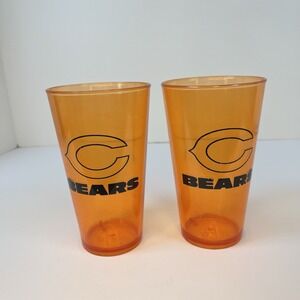 Chicago‎ Bears tumbles Translucent Orange 16 oz Hard Plastic Cups Vintage